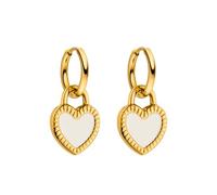 Purelei Orecchini a cerchio a forma di cuore, in acciaio inox, con ciondolo a forma di cuore su entrambi i lati, colore bianco e nero, impermeabili, design senza tempo, oro, argento o oro rosa