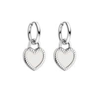 Purelei Orecchini a cerchio a forma di cuore, in acciaio inox, con ciondolo a forma di cuore su entrambi i lati, colore bianco e nero, impermeabili, design senza tempo, oro, argento o oro rosa