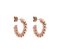 Purelei Orecchini a cerchio Big Leaf - Orecchini a cerchio in acciaio inox con effetto foglia strutturata, impermeabili e durevoli, look moderno, orecchini in oro, argento o oro rosa, normale, Acciaio