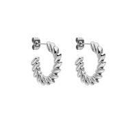 Purelei Orecchini a cerchio Big Leaf - Orecchini a cerchio in acciaio inox con effetto foglia strutturata, impermeabili e durevoli, look moderno, orecchini in oro, argento o oro rosa, normale, Acciaio