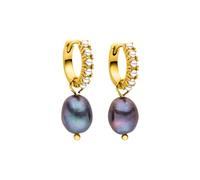 Purelei® - Orecchini a cerchio da donna Pearly - Acciaio inossidabile placcato oro 18 carati / rosa/argento - Con scintillanti perle Keshi e perle di vetro - Orecchini Ø 15 mm - Gioielli unici, Normal