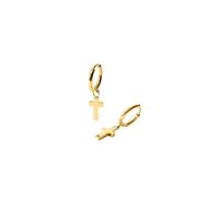 PURELEI® Orecchini a cerchio da uomo, in acciaio inox, con ciondolo a forma di croce, placcati in oro 18 carati, argento o oro rosa, gioielli da uomo simbolici dal design ispirato all'italiano, Normal