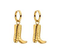 Purelei Orecchini a cerchio, impermeabili, con ciondolo a forma di barca da cowboy, in acciaio inox, placcato oro 14 K, argento e oro rosa 18 carati, orecchini alla moda, normale, Acciaio inossidabile