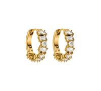 Purelei® Orecchini a cerchio in acciaio inossidabile placcato oro 18 carati / oro rosa o argento - 17 mm Ø - Scintillanti zirconi bianchi