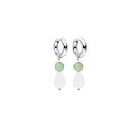 Purelei® Orecchini a goccia di quarzo chiaro, orecchini da donna in acciaio inossidabile resistente, avventurina impermeabile e perle di quarzo, lunghezza 44,5 mm (Argento)