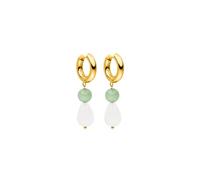 Purelei® Orecchini a goccia di quarzo chiaro, orecchini da donna in acciaio inossidabile resistente, avventurina impermeabile e perle di quarzo, lunghezza 44,5 mm (Oro)