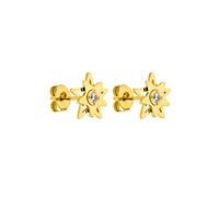 Purelei® Orecchini a stella brillante (oro, argento), orecchini da donna con stella e pietra preziosa, piccoli orecchini impermeabili in acciaio inossidabile, regalo da donna, 11.5 mm, Acciaio