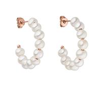 PURELEI® Orecchini Aina (oro, argento, oro rosa), impermeabili, con perle, piccoli orecchini a cerchio in acciaio inox, regalo per donne, diametro 22 mm, Acciaio inossidabile