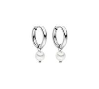 PURELEI® Orecchini Diligence, Orecchini con pendente da donna in acciaio inossidabile, Cerchi piccoli con perla, Diametro 10 mm, Regalo per donna (Argento)