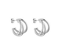 PURELEI® Orecchini Eono, Orecchini da donna in acciaio inossidabile, Orecchini a tre cerchi resistenti all'acqua, 20 mm di diametro, Regalo per donna (Argento)