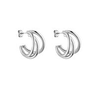 PURELEI® Orecchini Eono, Orecchini da donna in acciaio inossidabile, Orecchini a tre cerchi resistenti all'acqua, 20 mm di diametro, Regalo per donna (Argento)