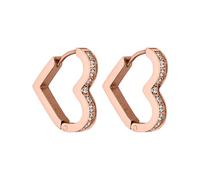 Purelei Orecchini Glitter Heart (oro, argento), Orecchini da donna a cuore in acciaio inossidabile con pietre preziose, Orecchini a cerchio waterproof, 16 mm x 17 mm