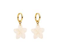 Purelei Orecchini Plumeria - resistenti all'acqua | Orecchini a cerchio con ciondolo a fiore in acciaio inox | 14K placcatura in oro, argento e 18K placcatura in oro rosa | Orecchini ispirati