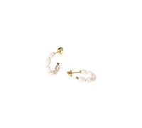 Purelei Organic Pearl - Orecchini a cerchio in acciaio inox con vera perla d'acqua dolce, placcati in oro 14 K/18 K, 23 mm, eleganti gioielli di perle da donna, normale, Acciaio inossidabile, abalone