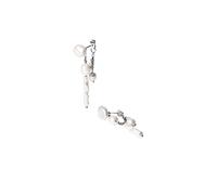 Purelei Pearl Symphony - Orecchini 3 in 1 con perla barocca, in acciaio inox placcato oro 18 carati, possibilità di indosso: spina, anello e dettaglio catena, 4,9 g (coppia), Normal, Acciaio