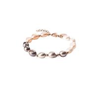 Purelei Pearly Bracciale da donna regolabile con vere perle d'acqua dolce Keshi in bianco, grigio, nero e rosa, in acciaio inox placcato oro 18 carati, placcato oro rosa o argento, Eine Grösse