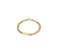 Purelei Plate Bracciale da uomo - impermeabile | bracciale a maglia barbazzale con piastra in acciaio inox lucido e placcatura in oro 14 carati | pezzo maschile Everyday con linea chiara