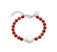 Purelei - Red Achat Pearl Bracciale 100% acciaio inossidabile Bracciali e Braccialetti 1 pieces Grigio unisex