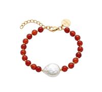 Purelei - Red Achat Pearl Bracciale 100% acciaio inossidabile Bracciali e Braccialetti 1 pieces Marrone chiaro unisex