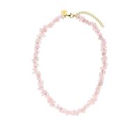Purelei Rose Quartz Necklace, collana da donna in acciaio inossidabile resistente, collana impermeabile in quarzo rosa naturale, lunghezza 35-40 cm regolabile (Oro)