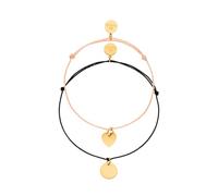 Purelei Set di 2 cinturini regolabili con ciondolo a forma di cuore e moneta, acciaio inox e nylon, lunghezza 22 cm e 26 cm, oro/argento, 26 cm, Acciaio inossidabile, Agata