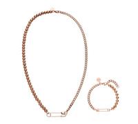 Purelei Set di gioielli Kipi (oro, argento, oro rosa), Set di collana e bracciale unisex in acciao inossidabile, Set regalo con collana e bracciale con spilla da balia, waterproof (Oro rosa)