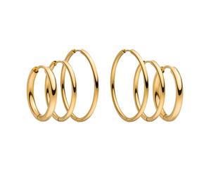 PURELEI® Set di Orecchini a Cerchio Impermeabili da Donna, 3 Paia in Oro, Argento, Oro Rosa, Acciaio Inox, Regalo per Donne, Diverse Misure