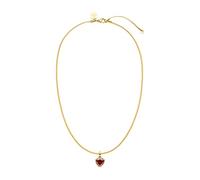 Purelei Sleeky Collana con ciondolo a forma di cuore rosso, impermeabile e regolabile, in filigrana in acciaio inox con zirconi rossi | placcatura in oro 14 K/18 carati, minimalista ed emotivo, Eine