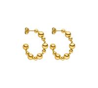 Purelei® Terra Hoops - Orecchini a cerchio in acciaio inox 18K placcati oro - Resistenti all'acqua - Look sferico - Diametro 30 mm - Gioielli eleganti da donna, Normal, Acciaio inossidabile, Abalone