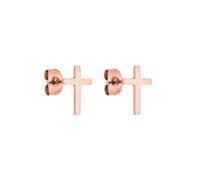 Purelei Tiny Cross - Orecchini a lobo a forma di croce, impermeabili, in acciaio inox, placcati in oro 14 K, argento e oro rosa 18 carati, sobrio pezzo Everyday-Piece, normale, Acciaio inossidabile