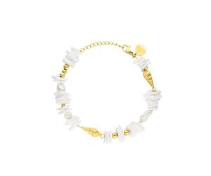 Purelei Wela - Bracciale da donna con vere perle d'acqua dolce, perle Keshi e conchiglie, in acciaio inox 316L, placcato oro, rosa/argento, regolabile 16-19 cm, impermeabile, Eine Grösse, Acciaio