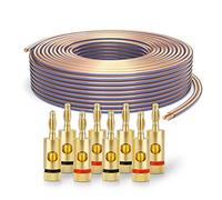 PureLink SP010-050 Cavo per diffusori 2x2,5 mm² (filo 99,9% OFC rame pieno 0,10 mm) Cavo per diffusori HiFi, 50 m, trasparente, set con 8 spine a banana