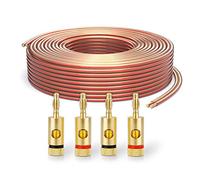 PureLink SP060-050 Cavo per diffusori 2x2,5 mm² (filo 99,9% OFC rame pieno 0,20 mm) Cavo per diffusori HiFi, 50 m, trasparente, set con 8 spine a banana