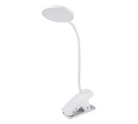 PURElite Clip-on LED Lamp - Rechargeable Flexible LED Table Light, Adjustable Neck & Clamp Included, Natural Daylight Bulbs for Reading, Needlework, Sewing, Crafting - White