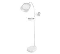 PURElite Lampada da terra LED, 4 in 1, lampada da tavolo orientabile, dimmerabile, portaschemi, vassoio porta accessori, bianco