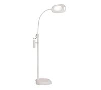 PURElite LED Lampada da Terra con ingrandimento, Lampada da Tavolo Regolabile, Alimentazione a Rete o a Batteria, Bianco
