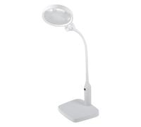 PURElite Multi-Use Magnifying Lamp - 2 Magnifiers 1.8x & 3x, Rechargeable Flexible LED Table Light, Adjustable Neck & Clamp, Natural Daylight Bulbs for Reading, Needlework, Sewing, Crafting - White