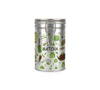 Purely Home Contenitore per tè Matcha, regalo verde per amanti del tè/bevitori - Coperchio con clip in metallo argentato per bevande da cucina, 600 ml (14 cm x 8,5 cm)