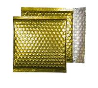 Purely Packaging - Confezione da 100 buste imbottite a bolle d'aria con chiusura adesiva, formato CD, 16,5 x 16,5 cm, colore: Oro metallizzato