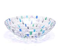 Puremagics Decorazione per insalata e frutta, dipinta a mano, in vetro colorato intrecciato, centrotavola per casa, ufficio, decorazione per matrimoni, frutta, snack, dessert, server (blu)