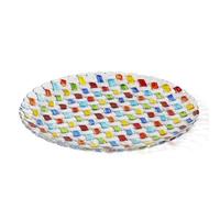 Puremagics Piatto decorativo in cristallo multicolore dipinto a mano, diametro 27,9 cm.