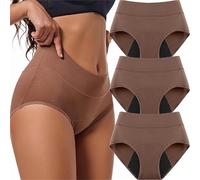 PureMeno - Biancheria intima a tenuta stagna, per tutto il giorno, a prova di perdite, da donna, oltre i 60 anni, lavabile con incontinenza, Cachi x 3, L