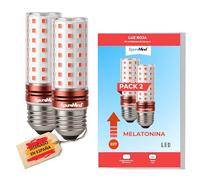 Puremind Pacchetto 2 Luce Notturna Rossa Anti Luce Blu E27 + Video Tecniche Sonno - Lampada Rossa Melatonina Antiriflesso Flicker Free per Dormire Meglio (PACK 2 E27)