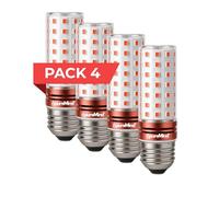 Puremind Set 4 Luce Notturna Rossa Anti Luce Blu E27 + Video Tecniche Sonno - Lampada Rossa Melatonina Antiriflesso Flicker Free per Dormire Meglio (PACK 4 E27)