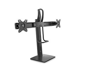 PureMounts PM-OFFICE-ST-02, Supporto per monitor per due schermi, 2x supporto per monitor da VESA 75x75 a VESA 100x100, regolabile in altezza in modo continuo, inclinabile, orientabile, rotante, nero