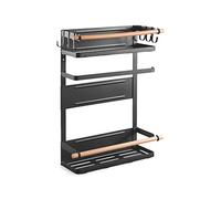 PureMounts® Ripiano laterale magnetico, caricabile fino a 12 kg, ripiano sospeso con ganci rimovibili e aste di legno, nero