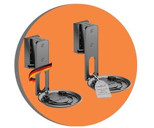 PureMounts supporto per diffusori per Sonos Era 100 set di 2, supporto a parete per diffusori con gestione dei cavi, orientabile +/-45°, inclinabile 0/-18°, capacità di carico 3 kg, nero