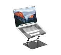 PureMounts Supporto per laptop regolabile in altezza, pieghevole ed ergonomico per notebook per l'ufficio, base girevole a 360°, supporto per cuscinetti antiscivolo, nero