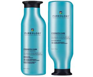 Pureology Strength Cure Shampoo and Conditioner Bundle for Damaged Hair, Sulphate Free for a Gentle Cleanse with Vegan Formulas