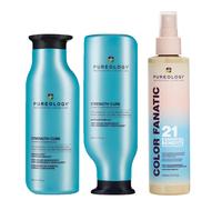 Pureology Strength Cure Shampoo, Conditioner and Color Fanatic Spray Routine for Damaged Hair